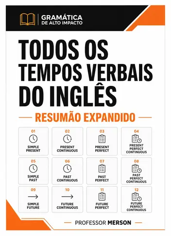 Capa do PDF Todos os Tempos Verbais do Inglês — Resumão Expandido, do Professor Merson